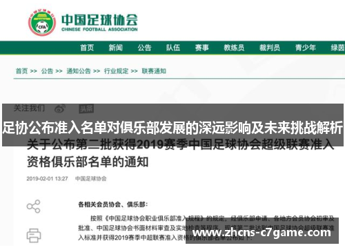足协公布准入名单对俱乐部发展的深远影响及未来挑战解析 足协公布准入名单对俱乐部发展的深远影响及未来挑战解析